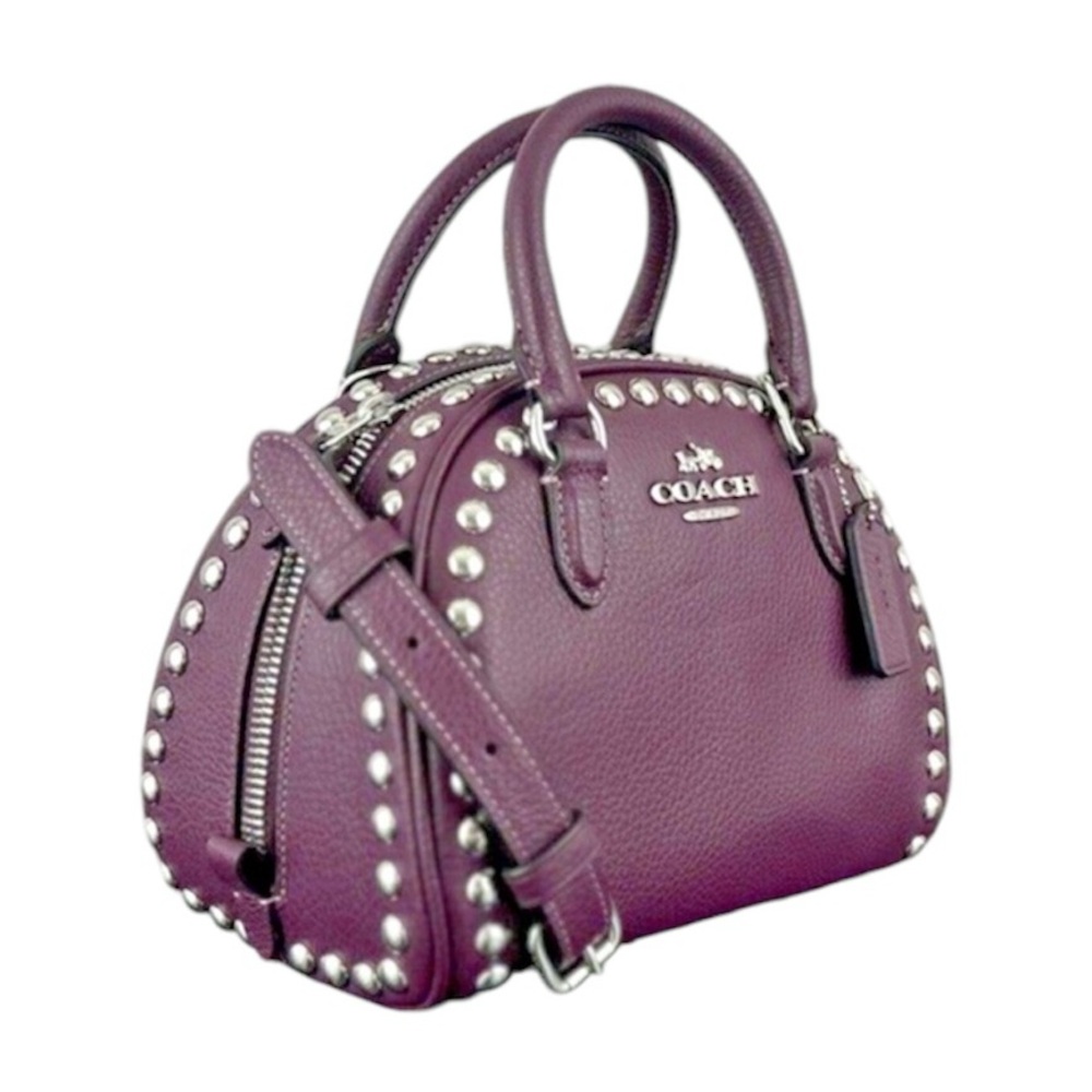 Coach Sydney Satchel with Rivets Crossbody Doctor’s Bag Satchel Studs 2 Handles - Picture 6 of 14